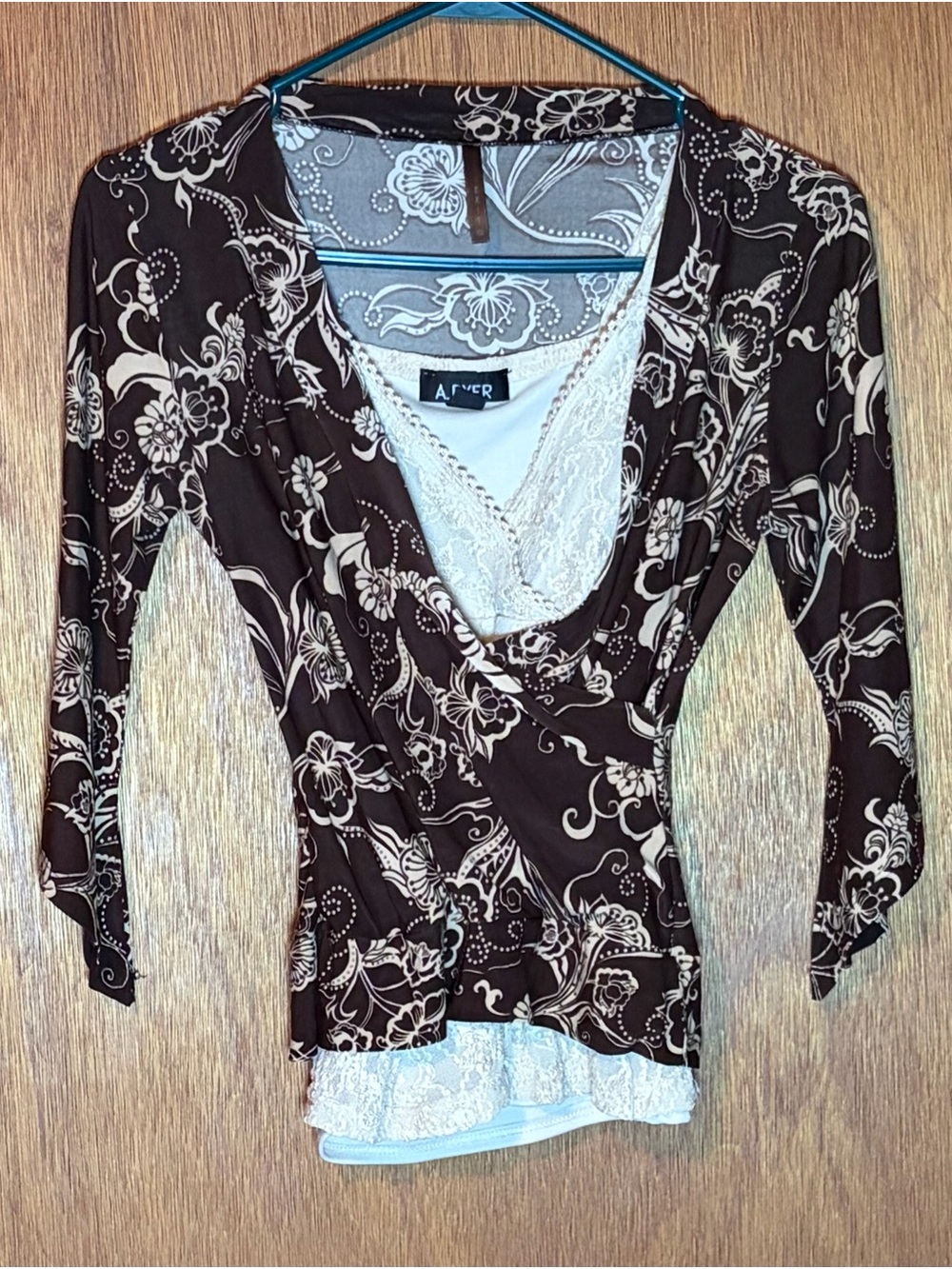 A. Byer Cream Lace V-Neck Tunic Tank and Skinny Blouse - Picture 2 of 10